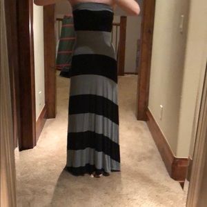 Striped Strapless Maxi Dress